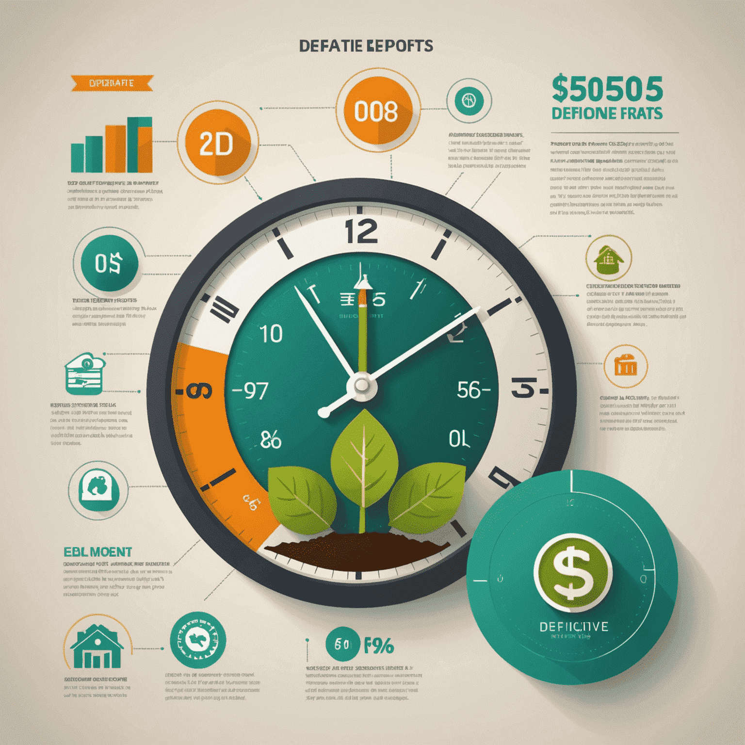 Infografik, die das Konzept von Festgeld visualisiert, mit Symbolen für Geld, Zeit und Wachstum